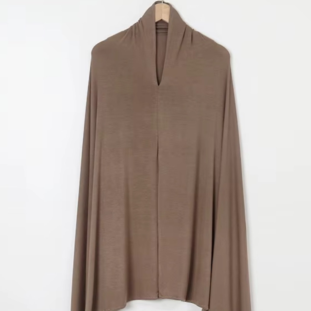 Caroline Grace Chic Cotton Cashmere Blend Taupe Sweater Wrap